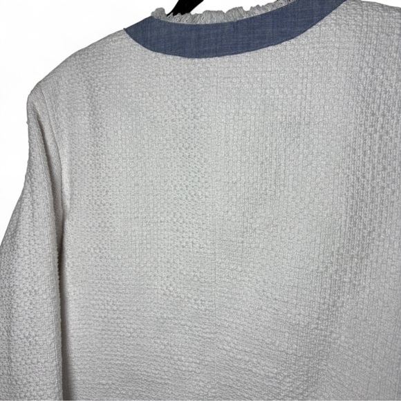 Talbots Tweed Blazer Jacket Sz 16 White Blue Trim Gold Button NWT - Picture 6 of 7